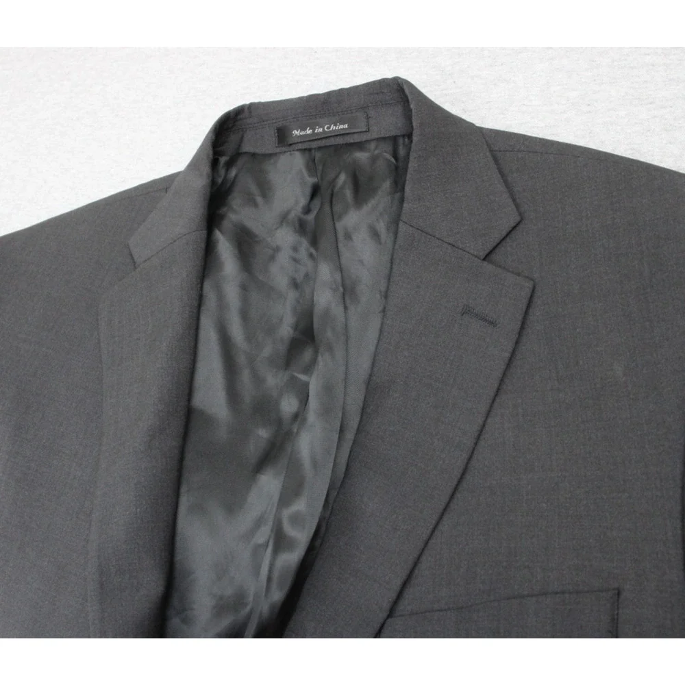 Calvin‎ Klein Blazer Mens Size 46R Gray Stretch Single Breasted Notch Lapel